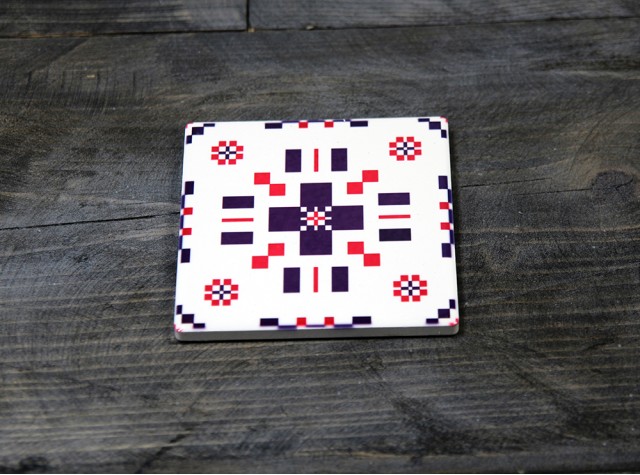 Welsh Tapestry Ceramic Coaster Berry